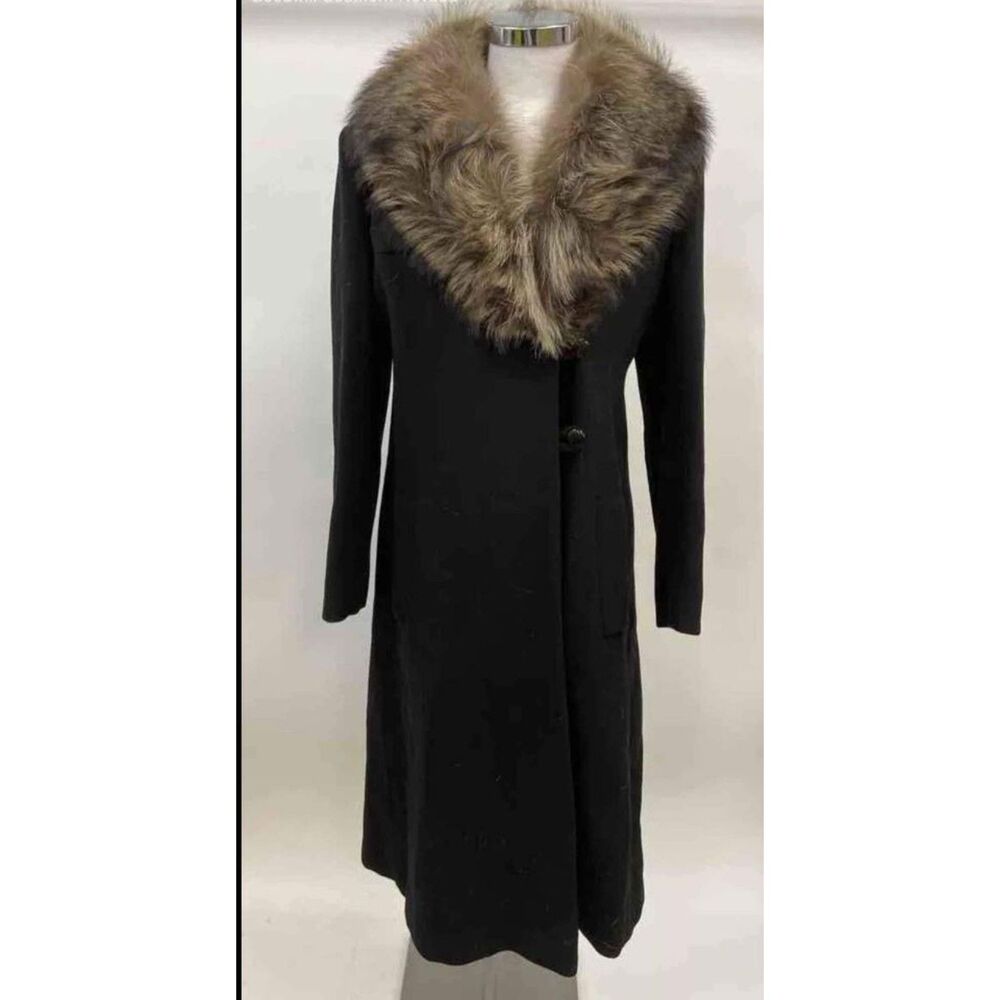 Forstmann Designer Women's Black Overcoat Peacoat Fur- Size Refer Measurements